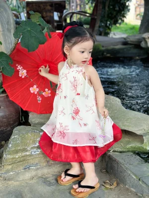 váy tơ yếm cho bé